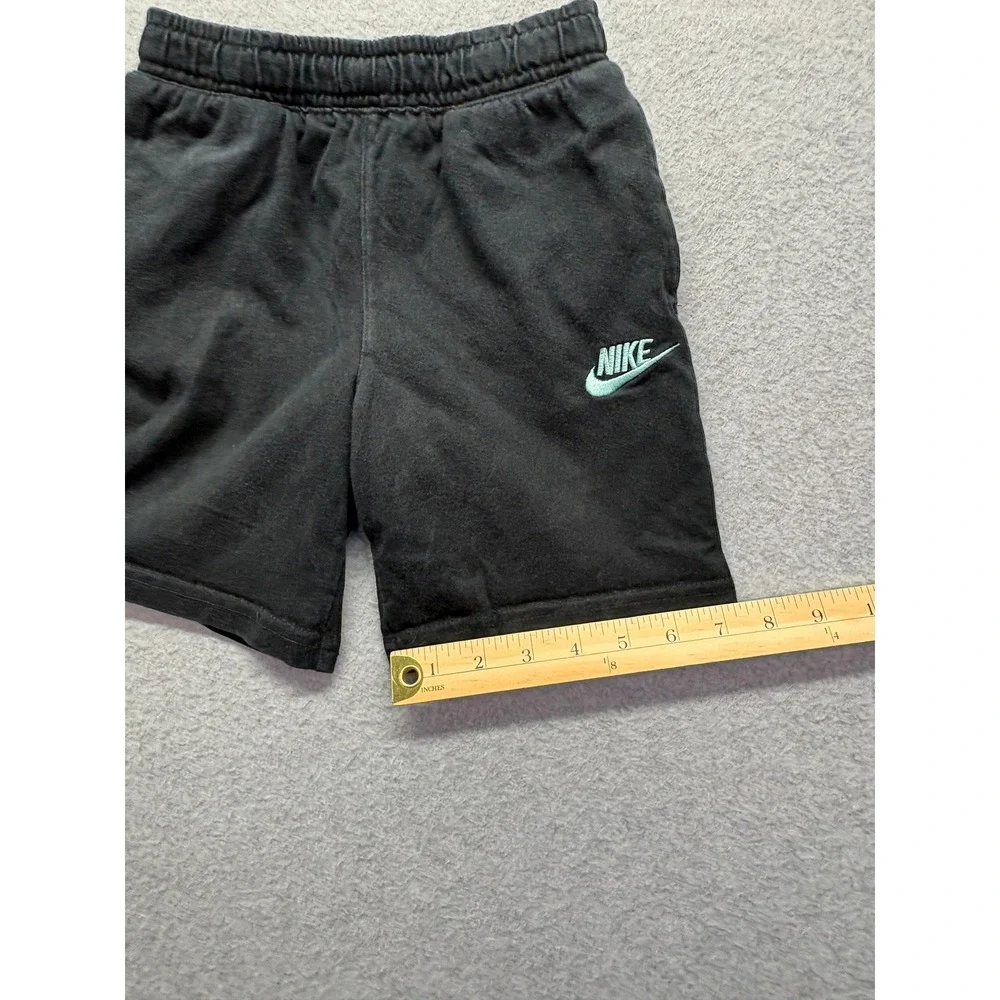 Nike Boys Black Cotton Jersey Shorts Mint Green Logo 5-6 Years H847-023